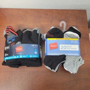 Hanes Boys Crew & No Show Socks 2 Packs Medium (9-2 1/2) Nwt